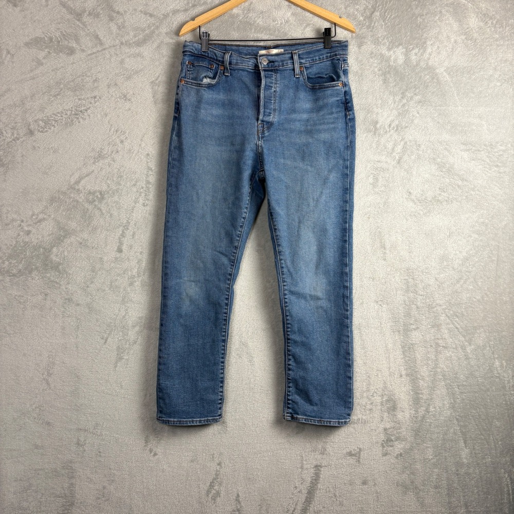 Levi's Jeans Wedgie Straight Size 32 Blue High Rise Stretch Denim Stretch